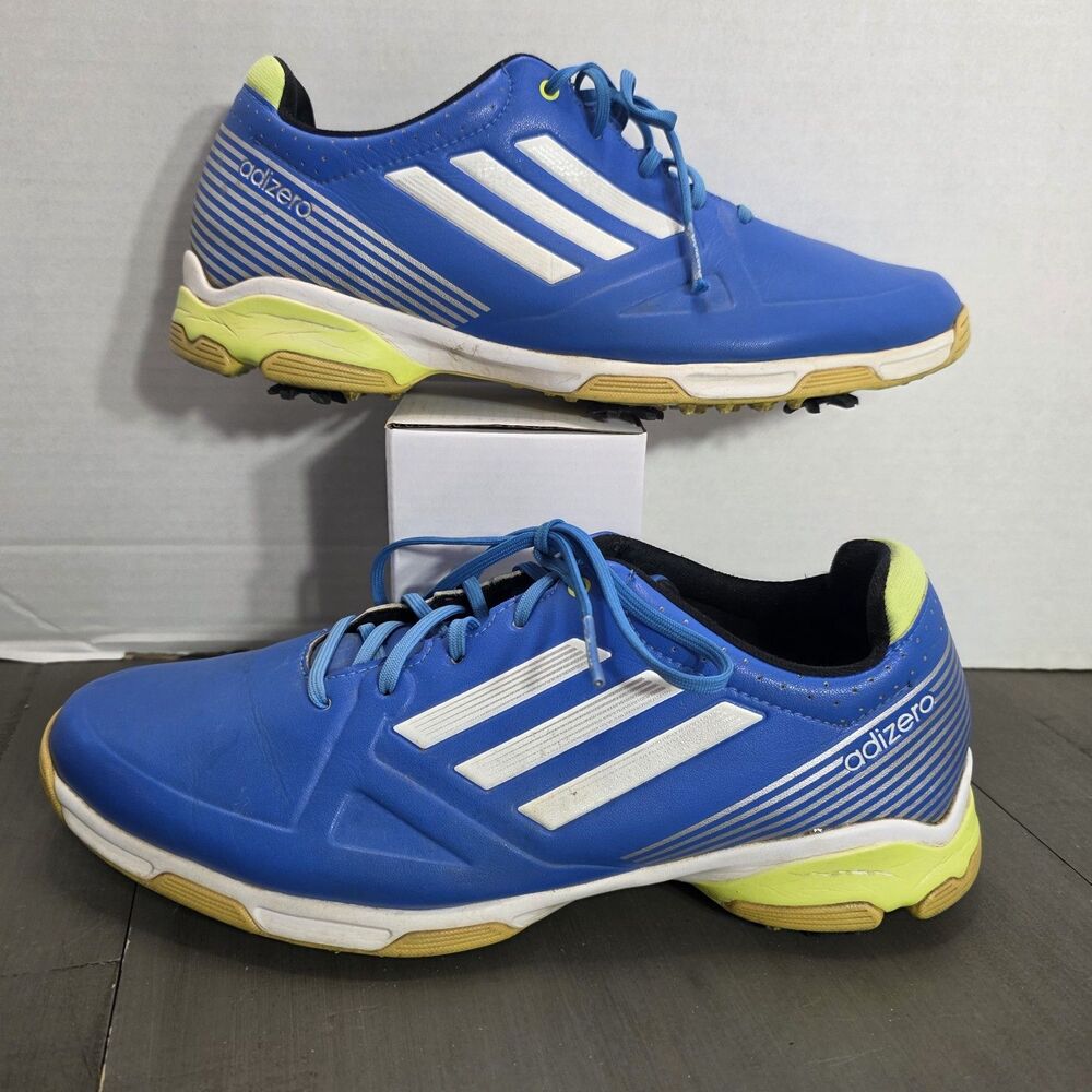 Adidas Adizero Golf Shoes Men's 10 Blue White Green Waterproof Spiked